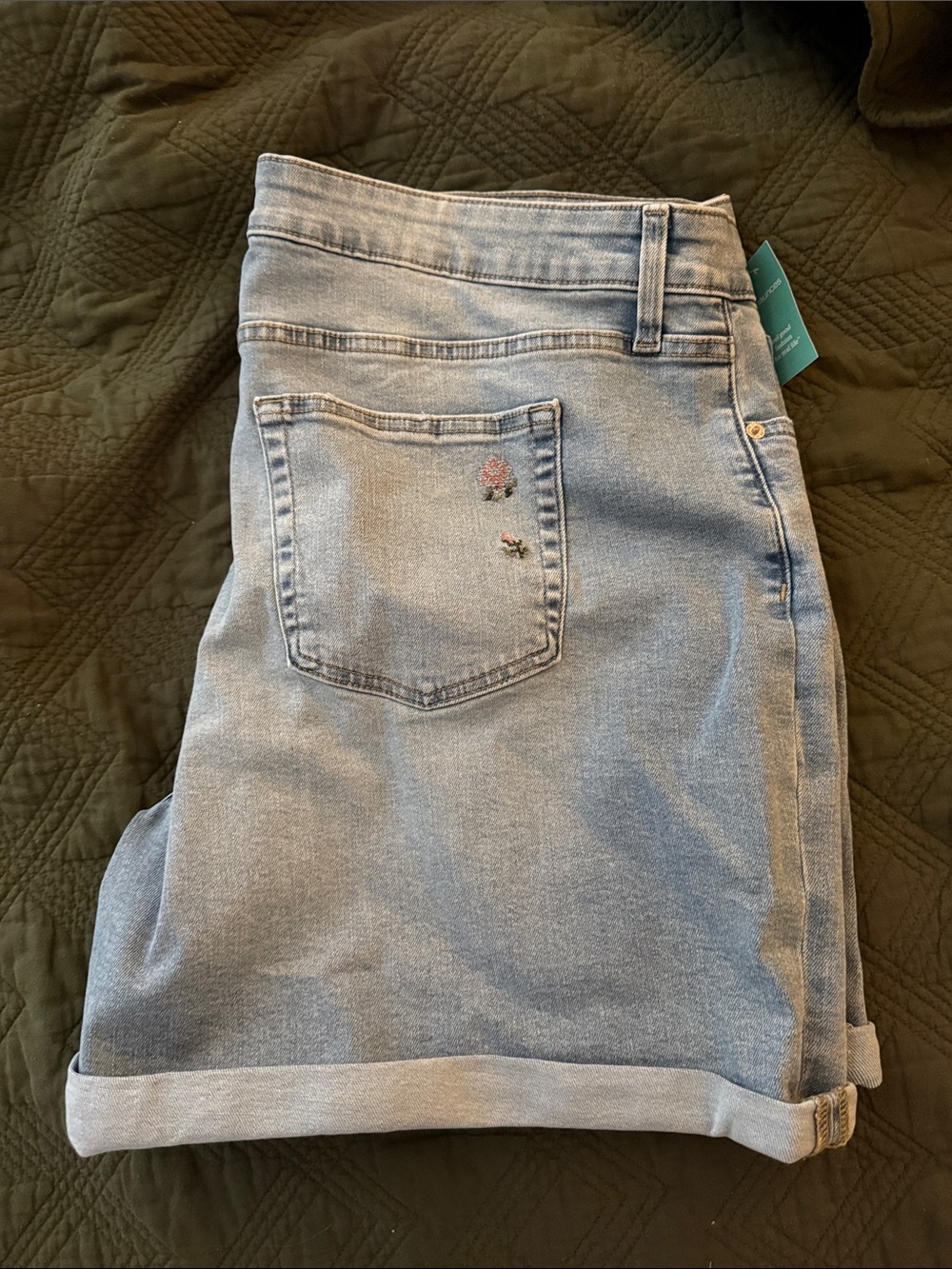 Maurices Light Blue Boyfriend Jeans with Small Floral Embroidery
